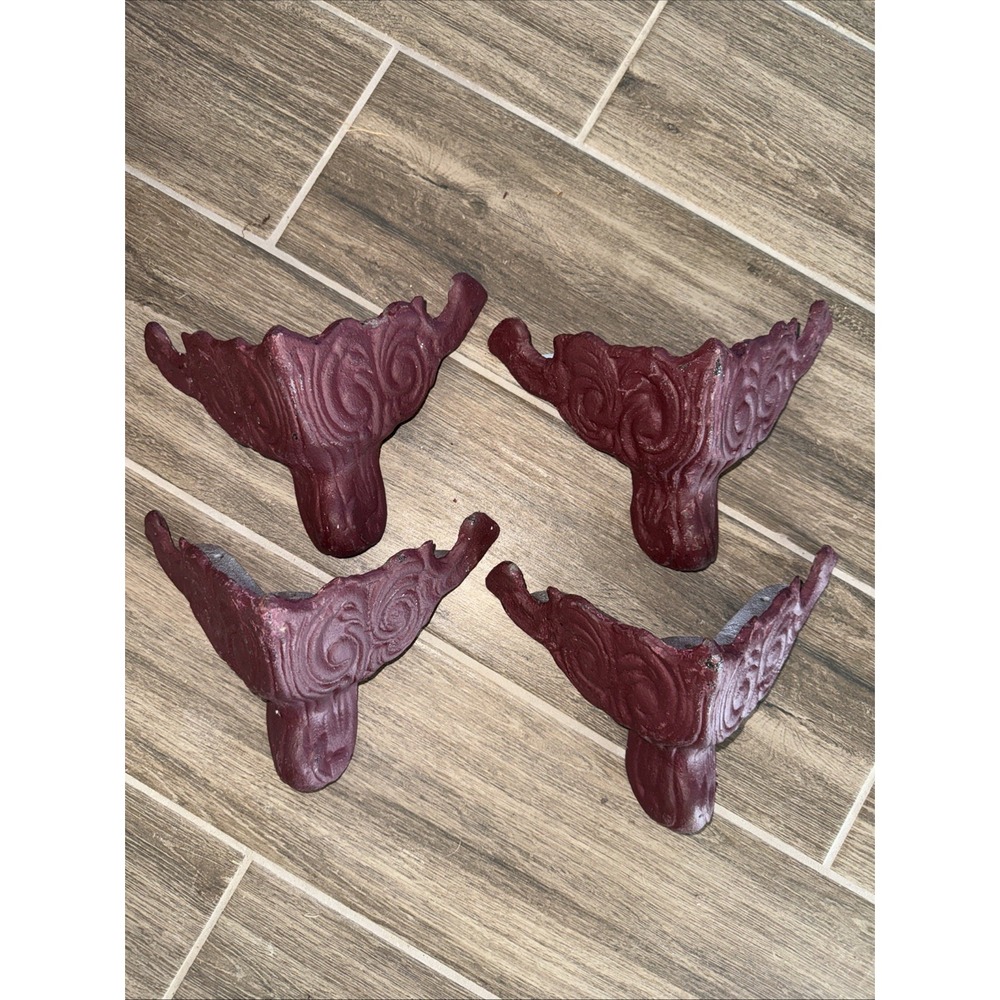 Set Of 4 Furniture Legs 5" Ornate Painted Cast Iron Tub Wood Stove Feet Salvage